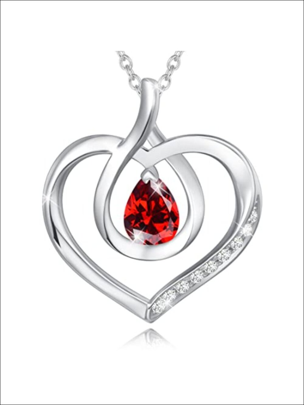 Sterling Silver Heart Birthstone Necklace Infinity Knot Pendant